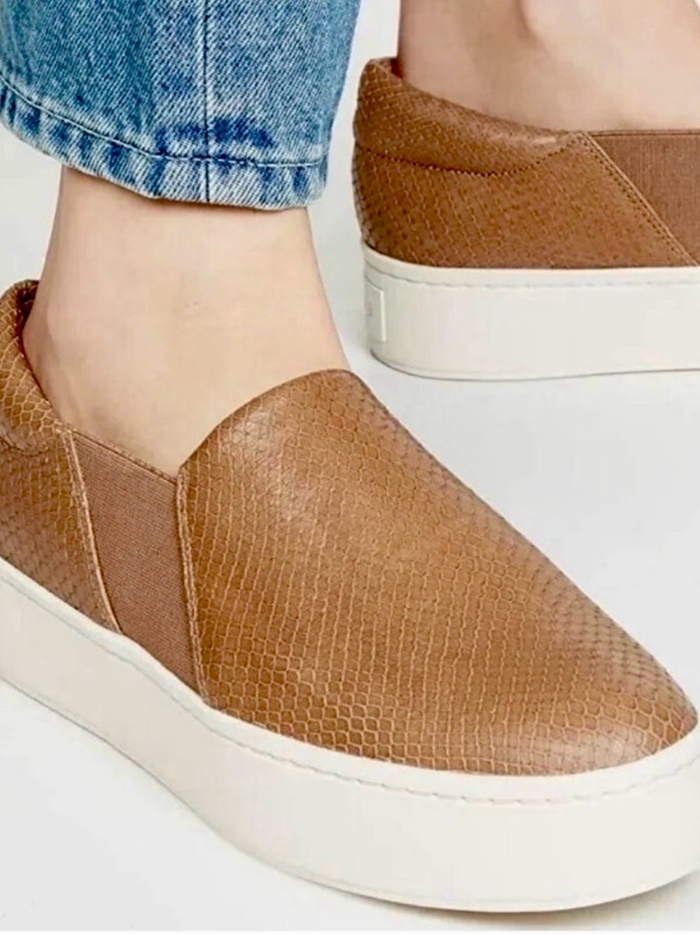 Vince Warren Brown Snake Slip-On Platform Sneakers